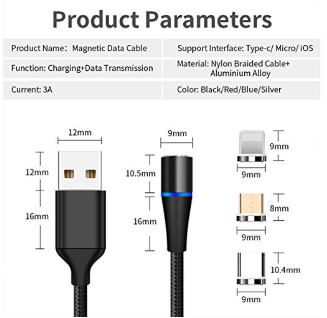 3 in 1 Magnetic Charging Cable - Duad (ض)