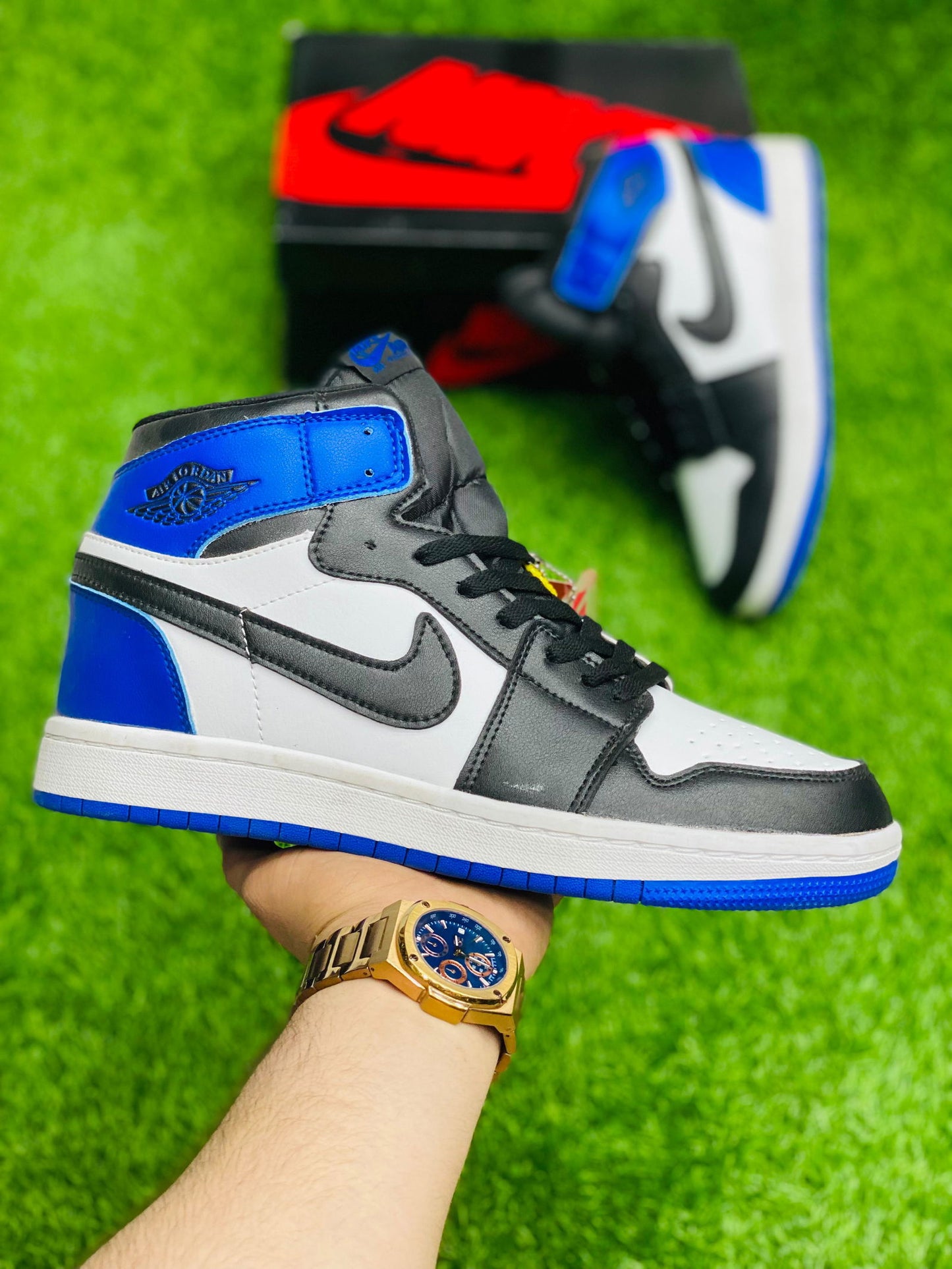 Air Jordan 1 White Racer Blue Mid - Duad (ض)